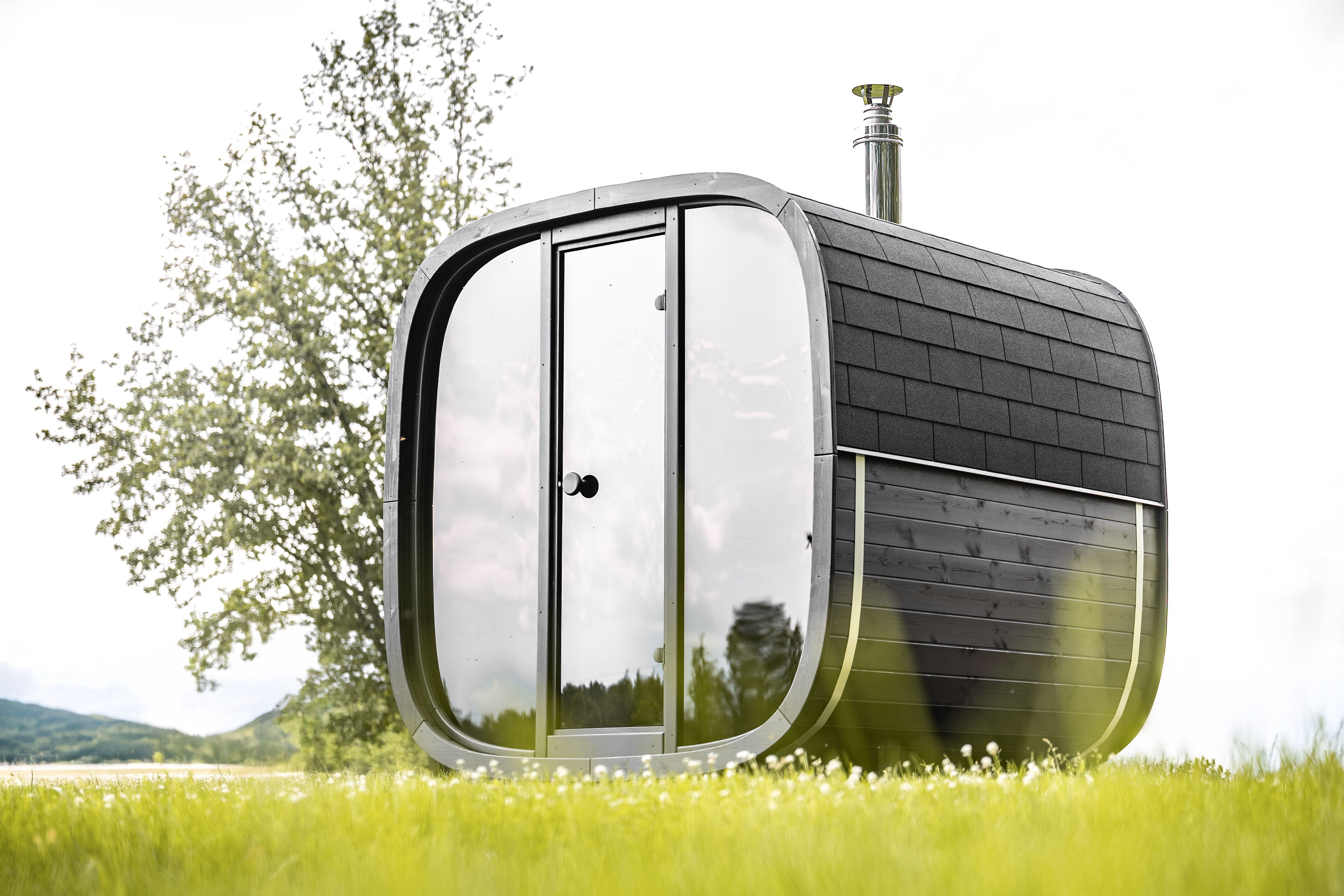 Leil Black Cube Comfort 6 Person Outdoor Sauna Kit