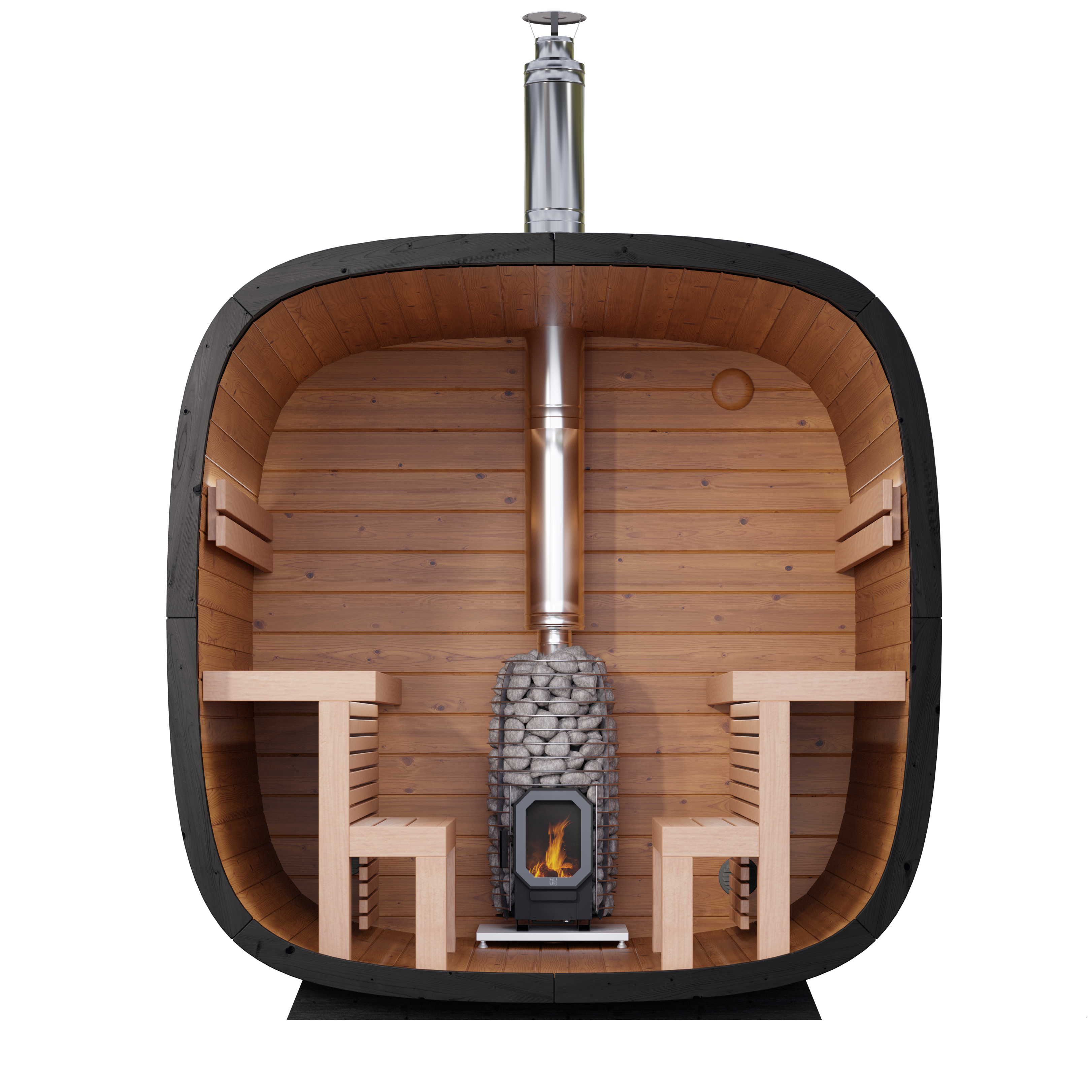 Leil Black Cube Comfort 6 Person Outdoor Sauna Kit