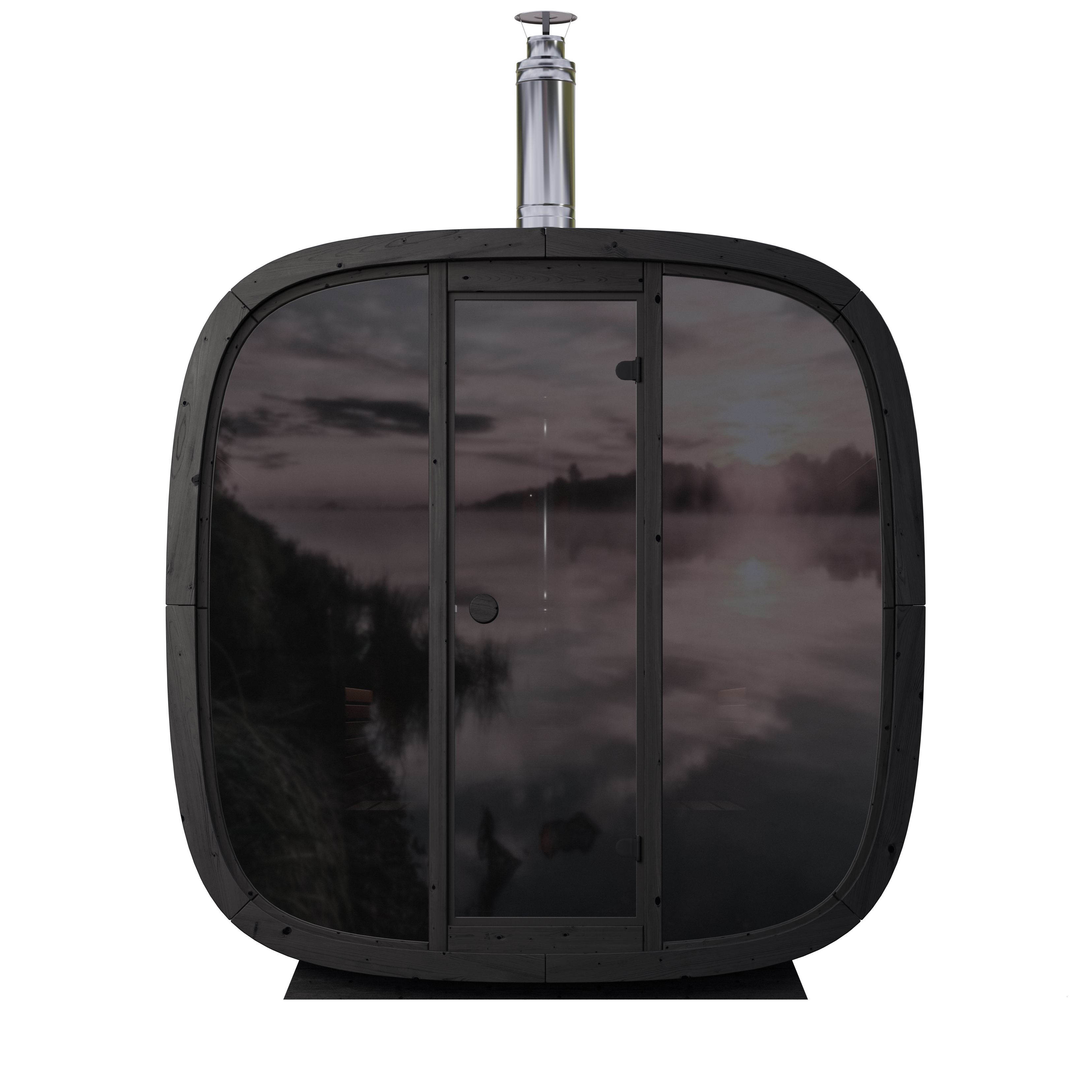 Leil Black Cube Comfort 6 Person Outdoor Sauna Kit