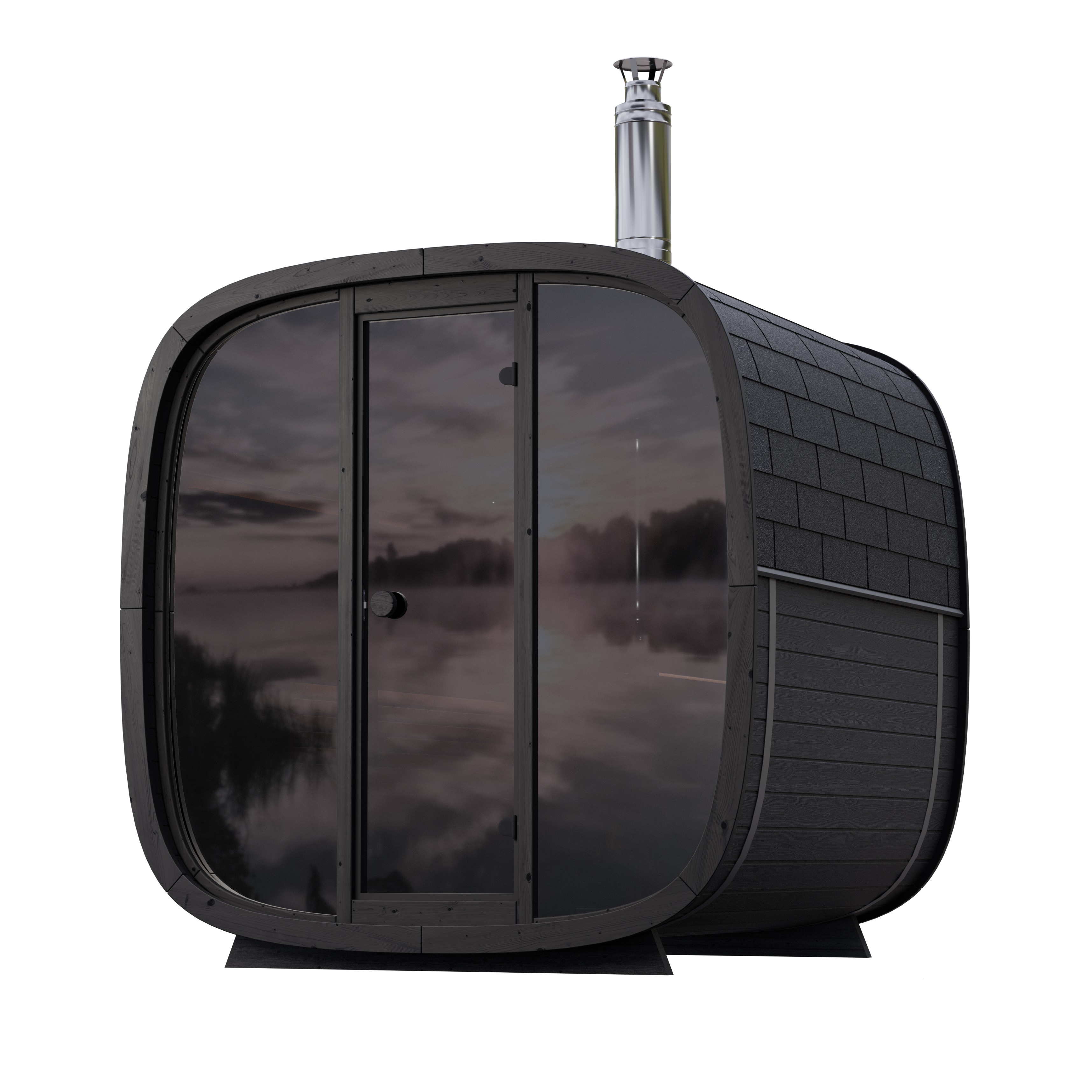 Leil Black Cube Comfort 6 Person Outdoor Sauna Kit