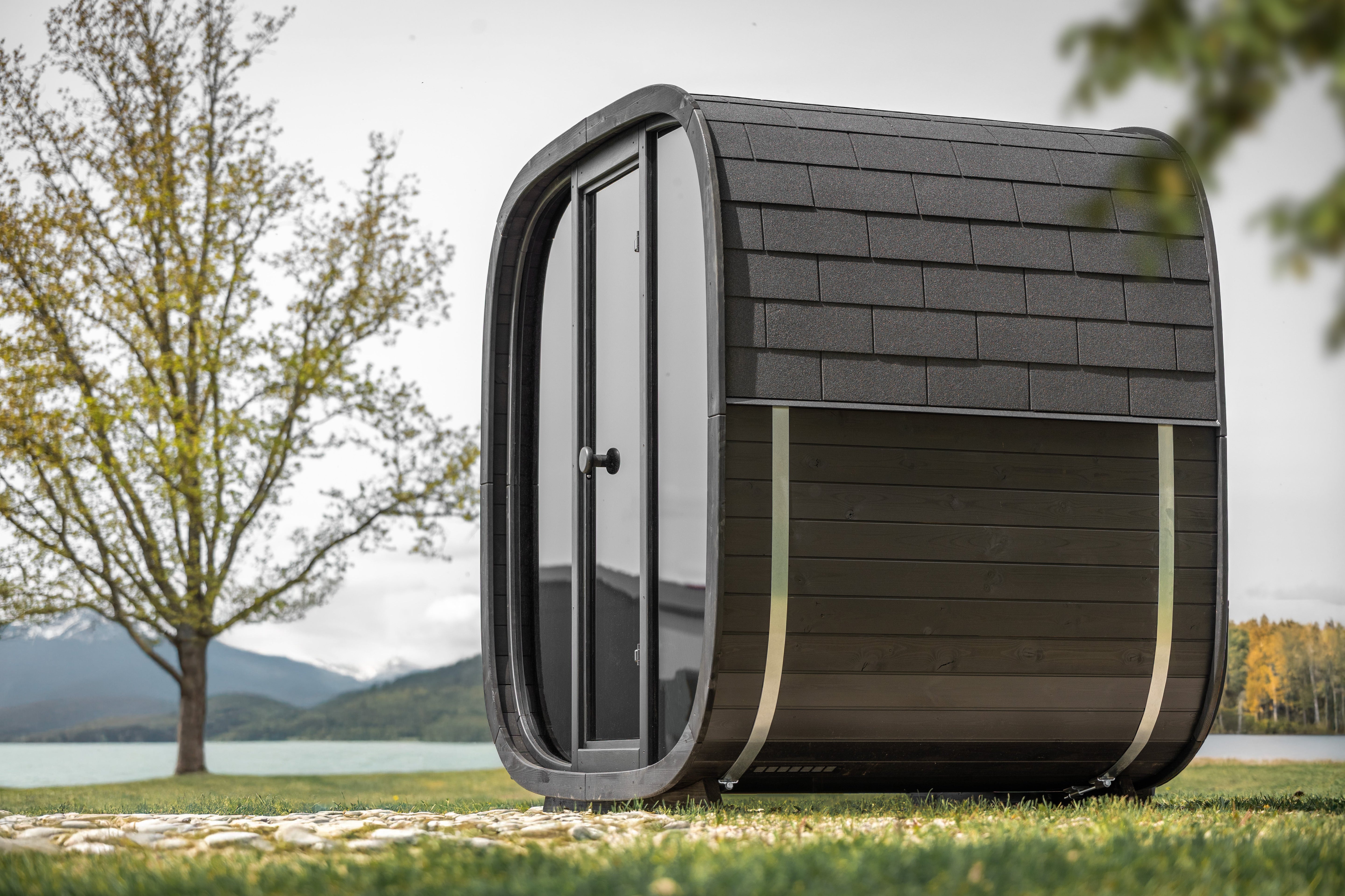 Leil Black Cube Classic 4 Person Outdoor Sauna Kit