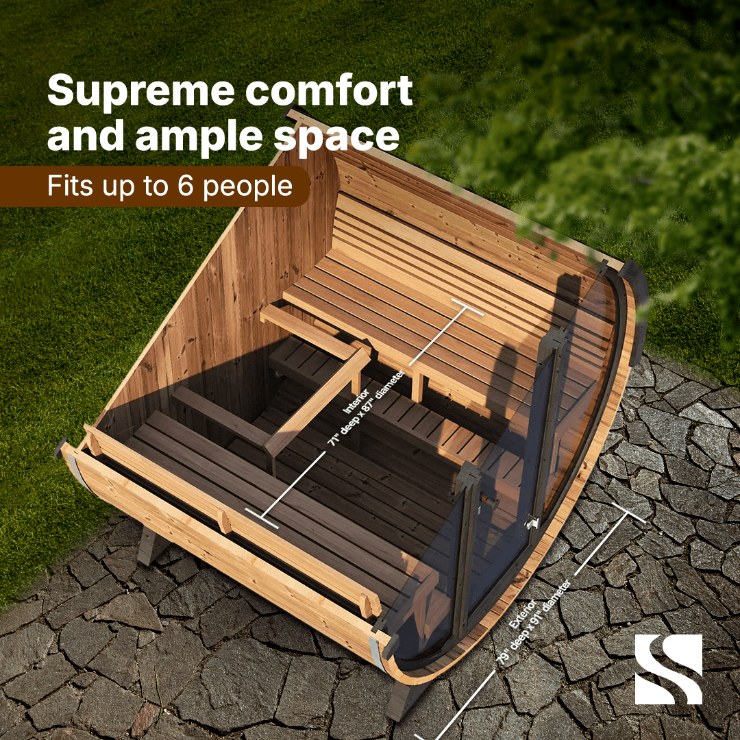 SaunaLife Model EE6G 4 Person Barrel Sauna