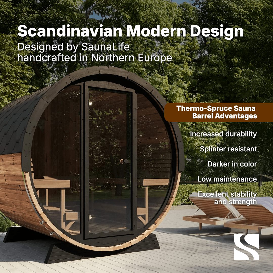 SaunaLife Model EE6G 4 Person Barrel Sauna
