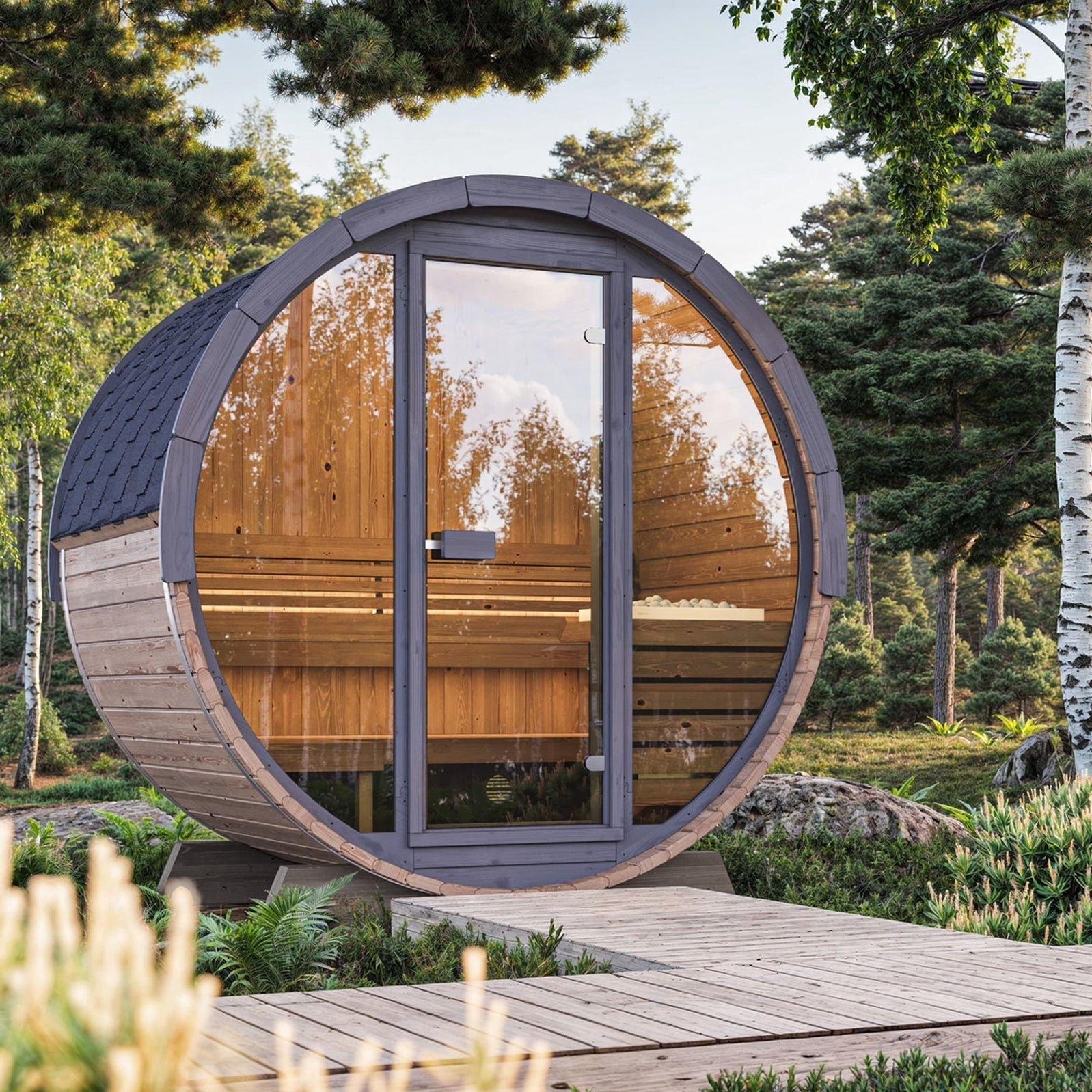 SaunaLife Model EE8G 6 Person Barrel Sauna