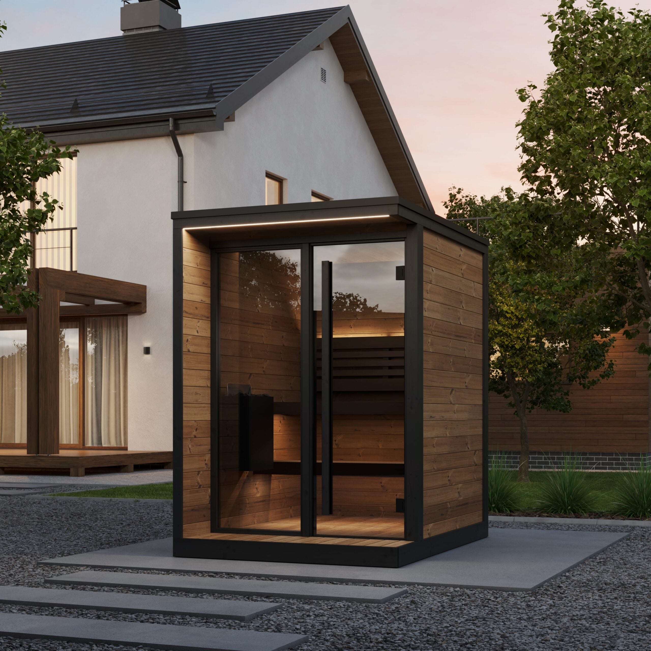 SaunaLife Model GL4 4 Person Garden Luxury Series Outdoor Sauna Kit