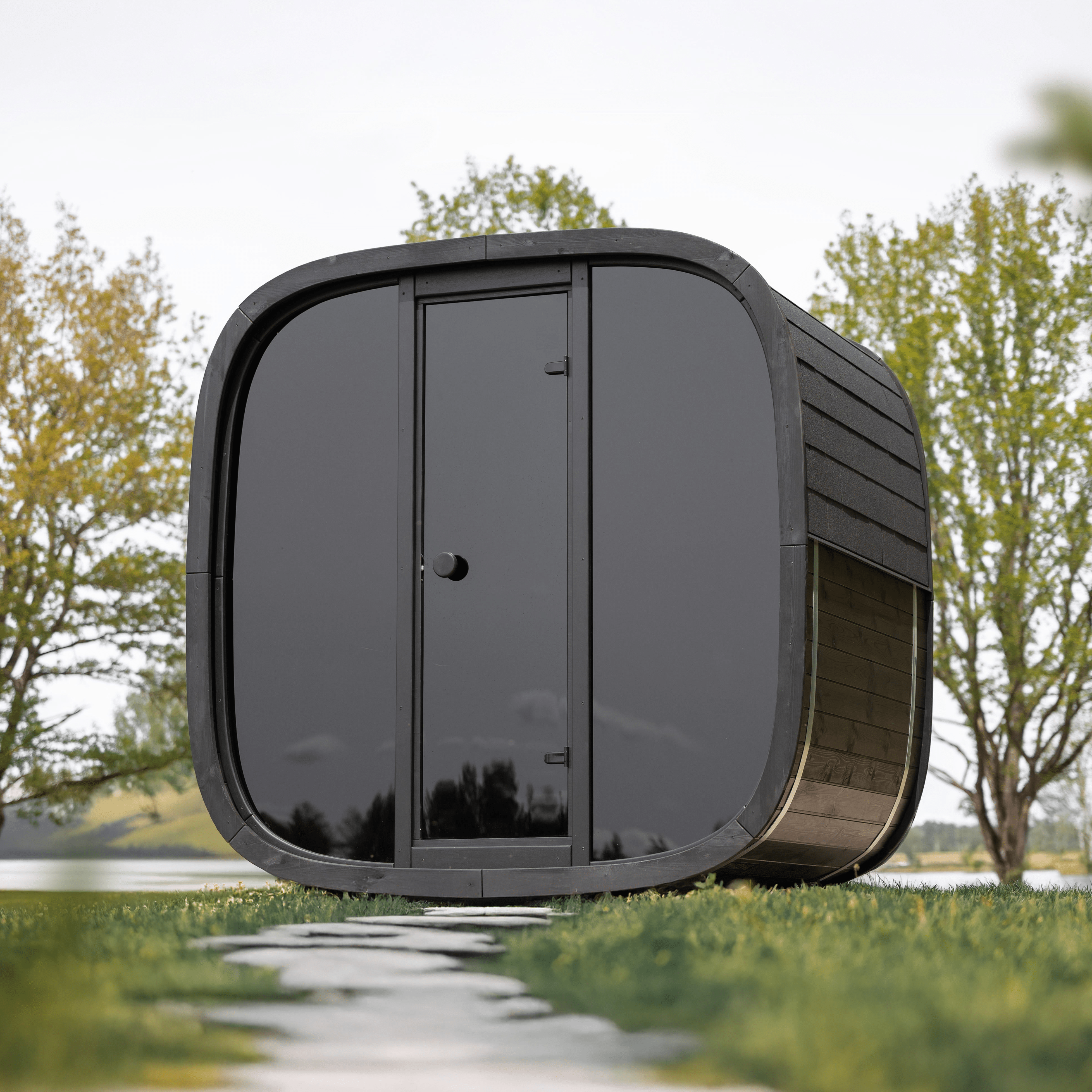 Leil Black Cube Classic 4 Person Outdoor Sauna Kit