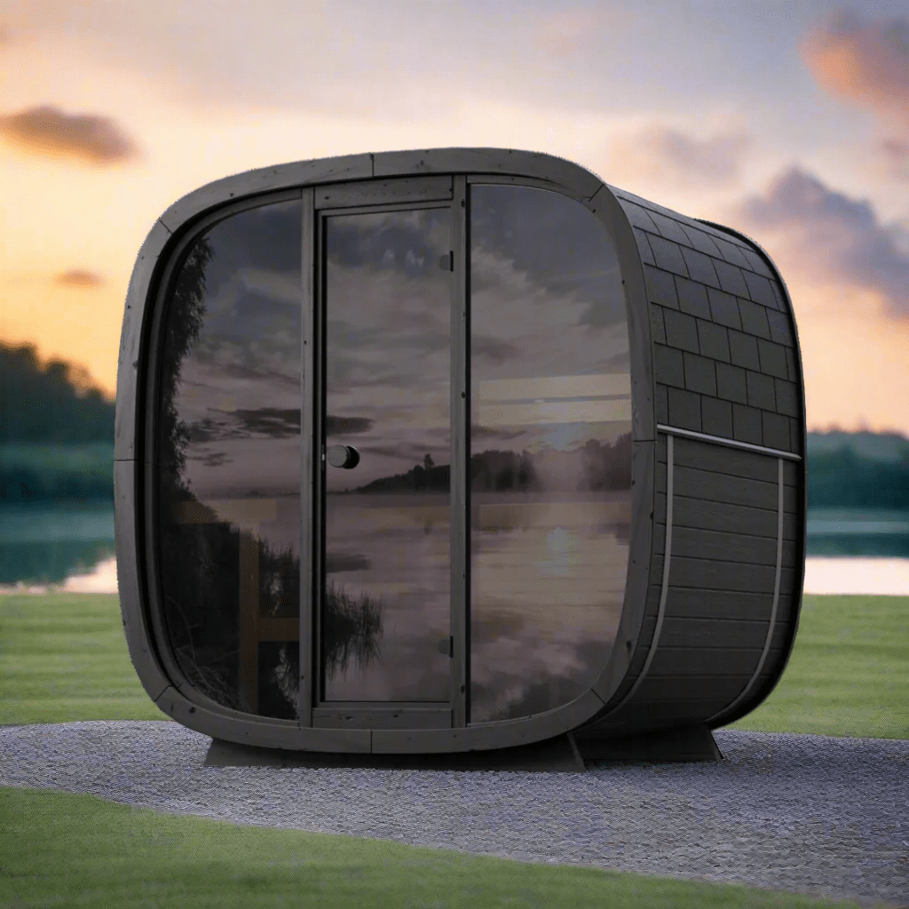 Leil Black Cube Classic 4 Person Outdoor Sauna Kit