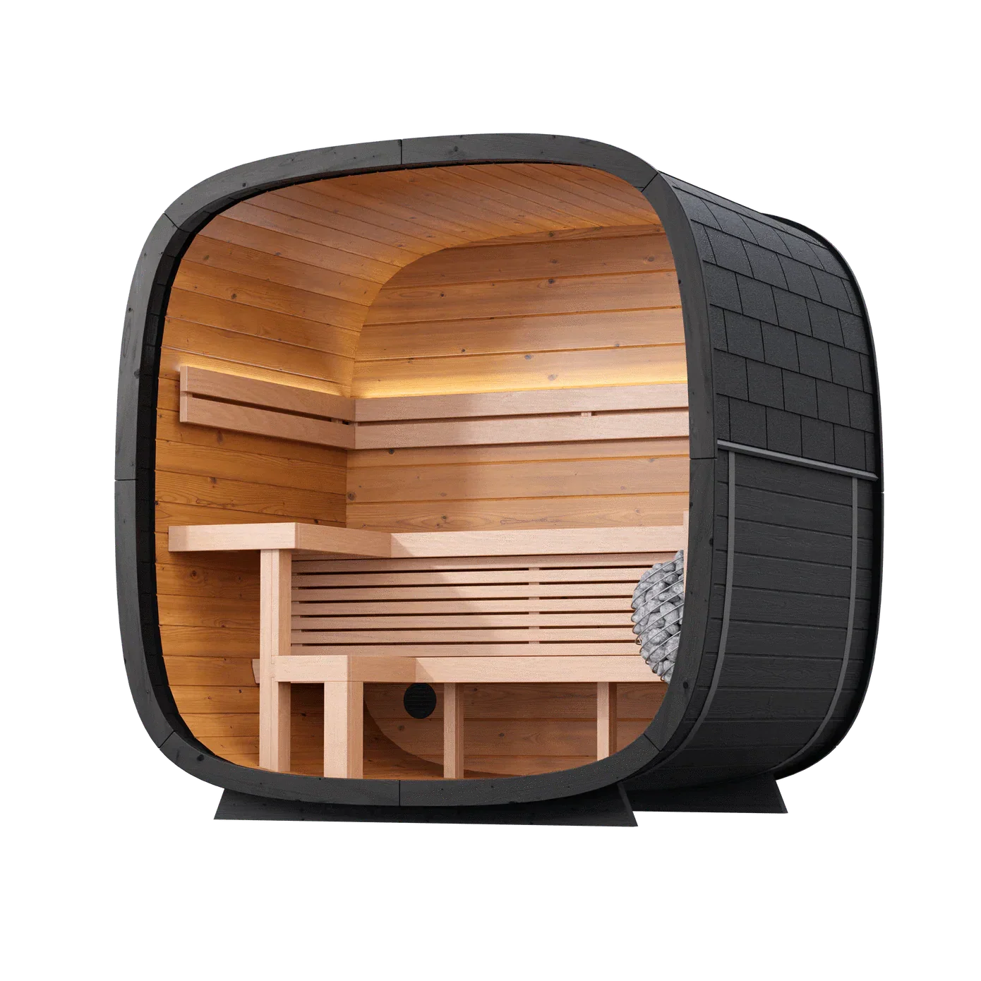 Leil Black Cube Classic 4 Person Outdoor Sauna Kit